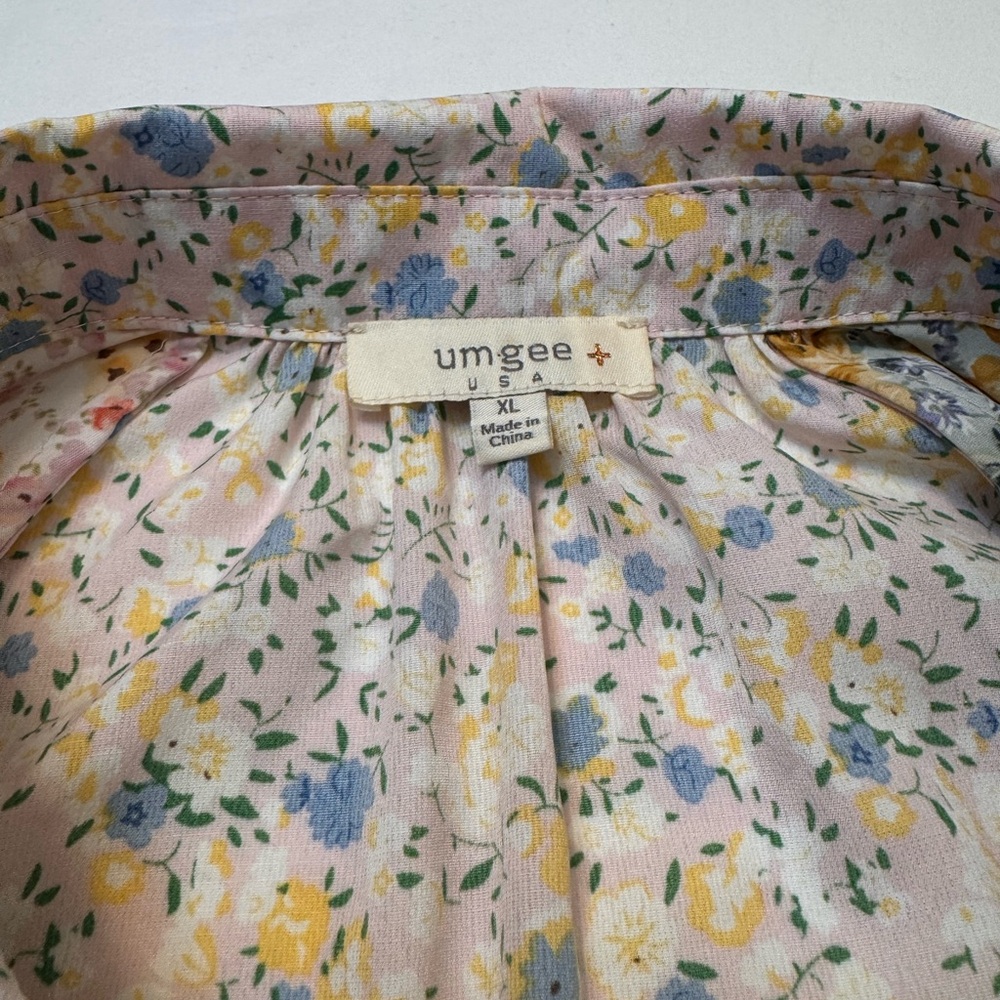 Umgee Patchwork Floral Button-Up Top Coquette Cot… - image 5